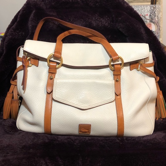 🌹🍃Dooney & Bourke White Leather Florentine Shopper Large Satchel~Shoulder Purse - Picture 4 of 14